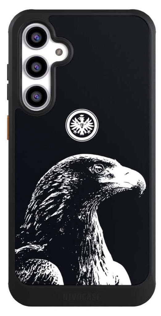 NIVOCASE Hülle für Samsung Galaxy S23 FE Handyhülle NIVOcore Case Schwarz Eintracht Frankfurt Offizielles Lizenzprodukt Attila