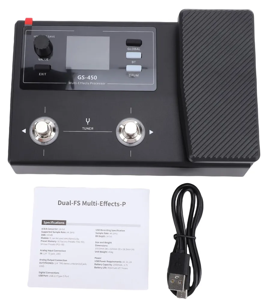 Processeur de Guitare pour Répétition avec Accordeur et Écran LCD Clair