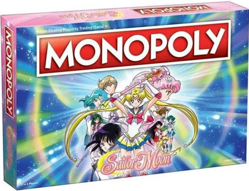 The image shows the front of a Monopoly Sailor Moon Edition board game box.