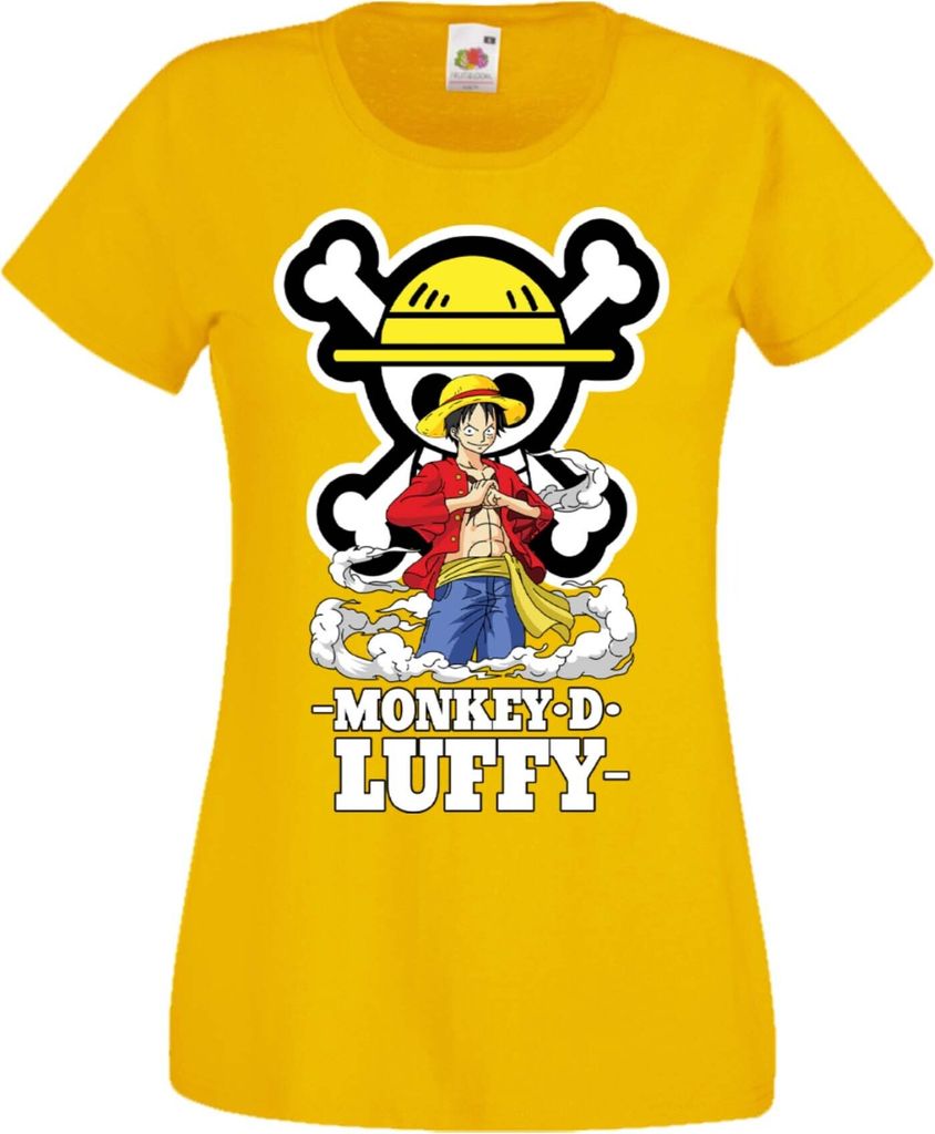Damen T-Shirt Manga Anime One Manga Piece Anime 07 Monkey Straw, Lady S / Gelb