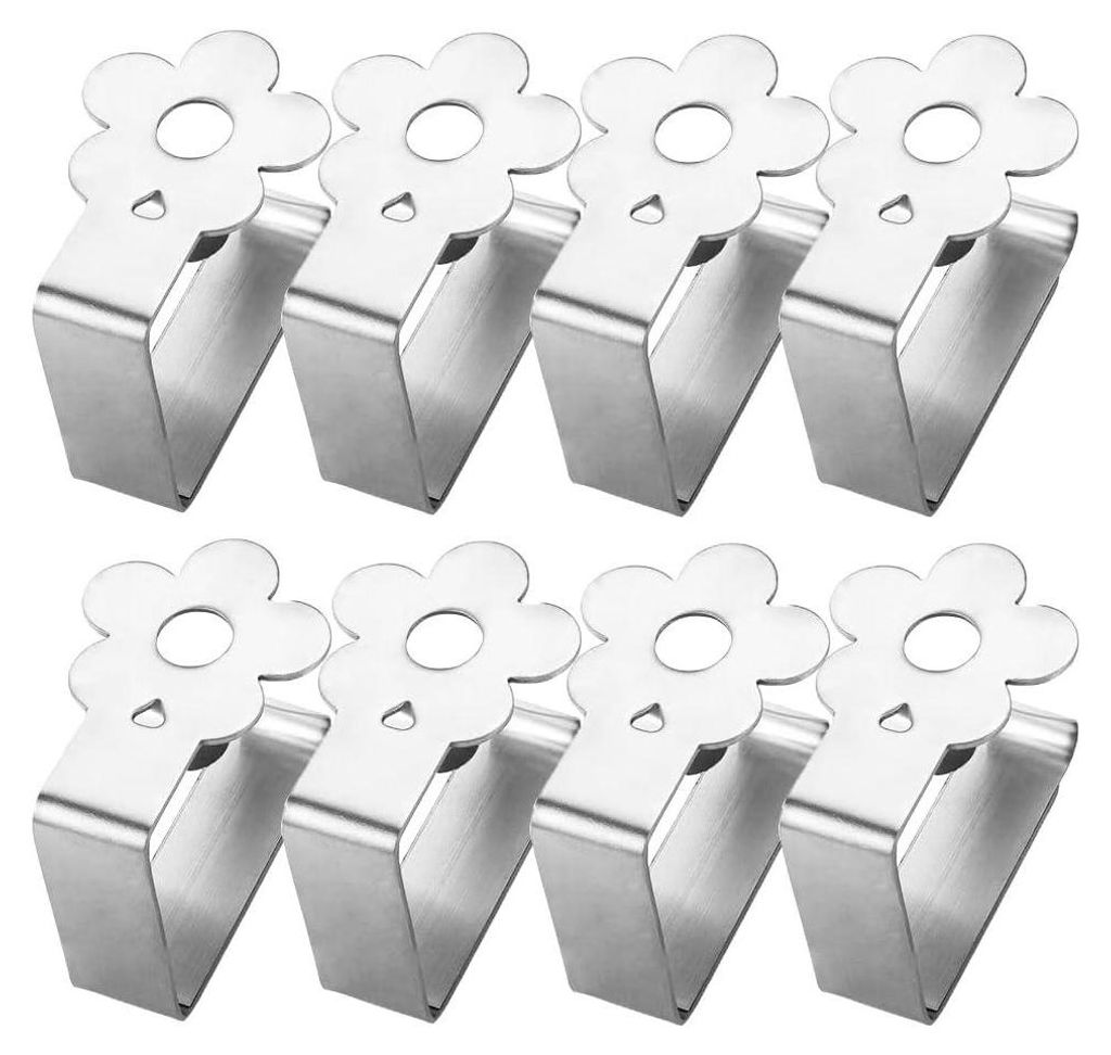 Blume-Motive Tischtuchklammer 8er Set, Silber Edelstahl Produktbild 