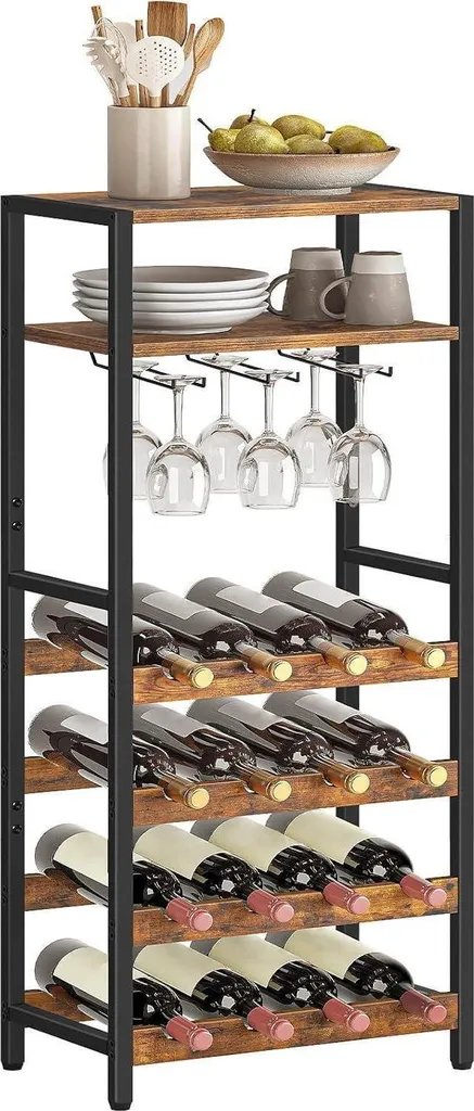 Petit Bar de Salon pour 16 Bouteilles de Vin avec Rangement de Verres