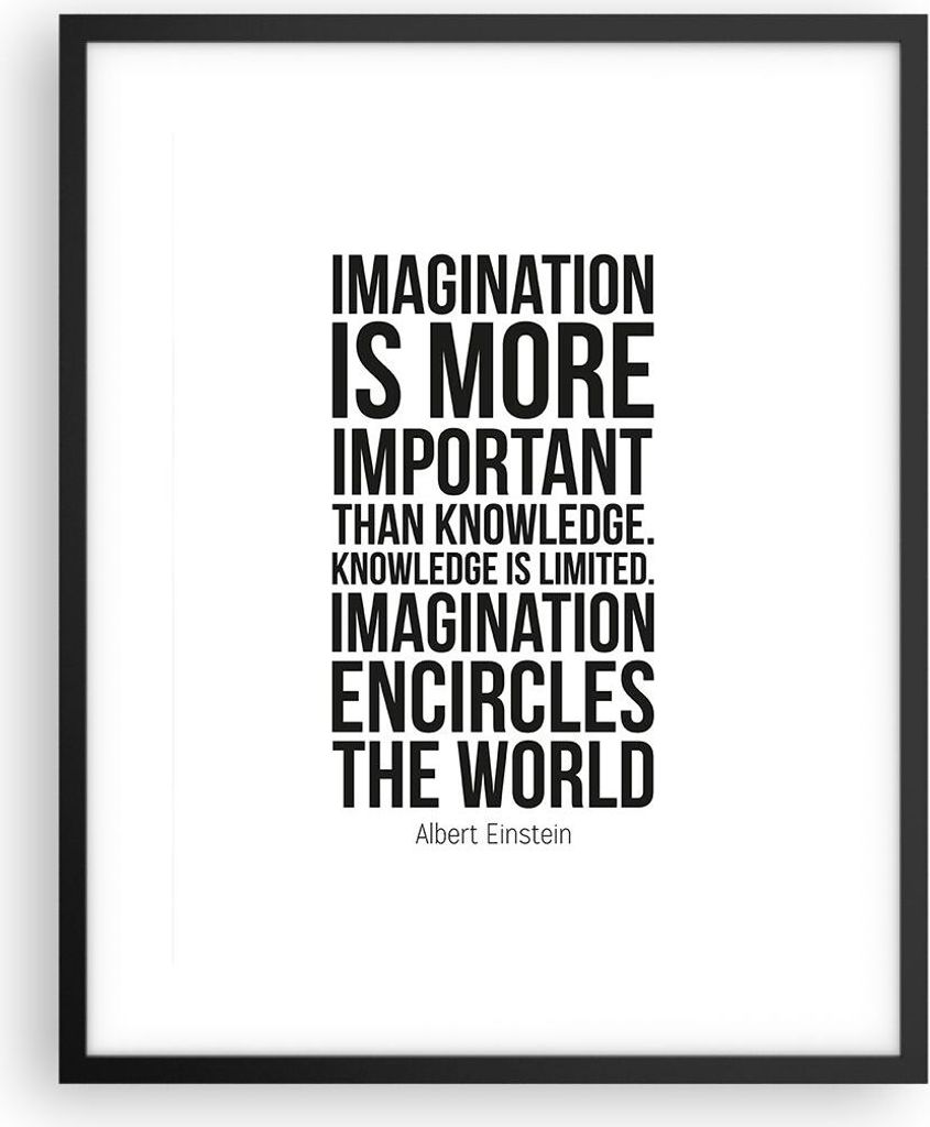 Gerahmtes Poster - Schwarzer Rahmen - Einstein Maxim Imagination - 40x50 cm - Wand Bild - Wanddeko - Wandbilder - Wandposter - Bilderrahmen - Bilde...