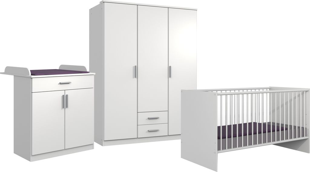 Babyzimmer-Set Kiel 3tlg Wickelkommode Babybett Produktbild 