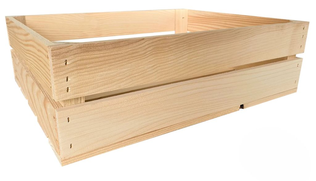 A wooden crate is shown against a white background.