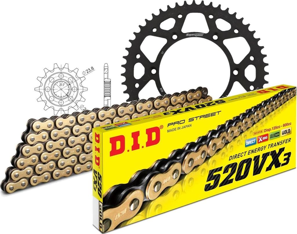 Kit Stahl passend für Suzuki RMX450 Z 10-15 13-51-116 DID520VX3(G&B) Clip