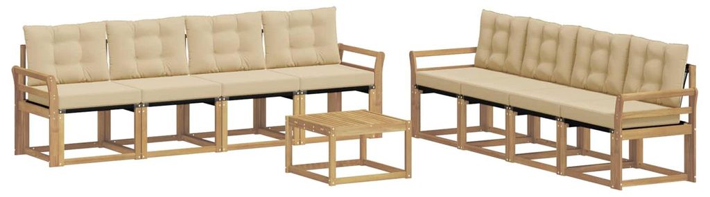 “2026 Modern“ Braun Outdoor-Sofagarnitur mit Kissen 9 pcs Weiß und Beige - Designermöbel 12077 - Gartensofas