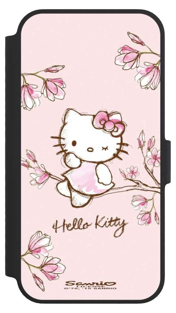 NIVOCASE Klapphülle für Apple iPhone 14 Handyhülle aus Kunst Leder NIVOflip schwarz Fanartikel Hanami Hello Kitty