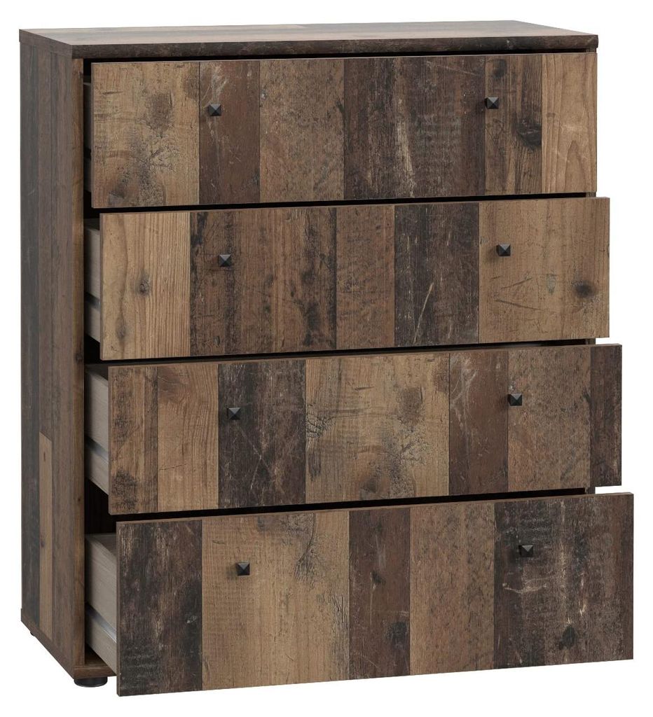 Commode - TEMPRA - 4 tiroirs - Vieux bois - 73,7 x 34,8 x Image du produit 