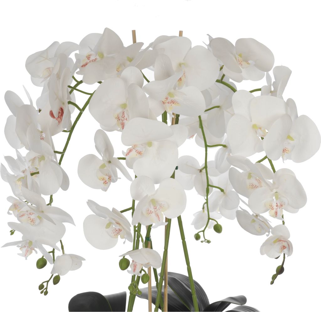 Künstliche Orchidee Im Topf – Weiße Seidenblume, 38 Cm Hoch, Mit 26 Blüten, Sofort Dekorierbar
