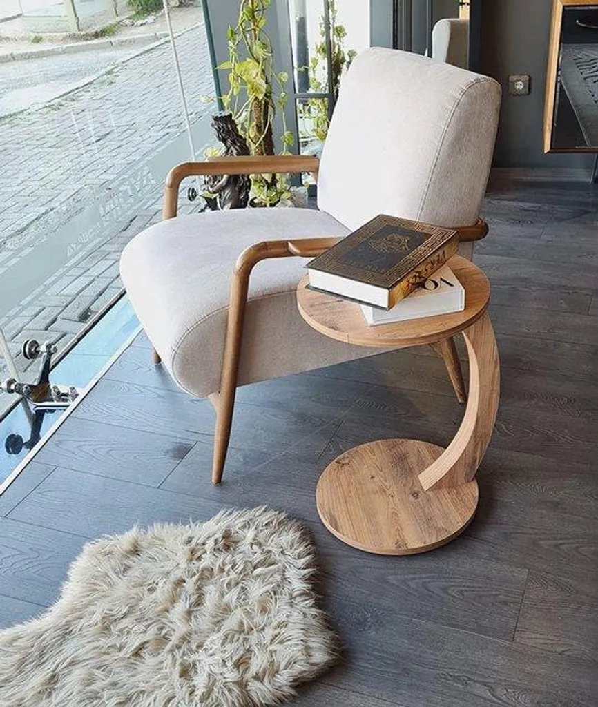 Table basse à roulettes en bois de pin Intergas, finition naturelle
