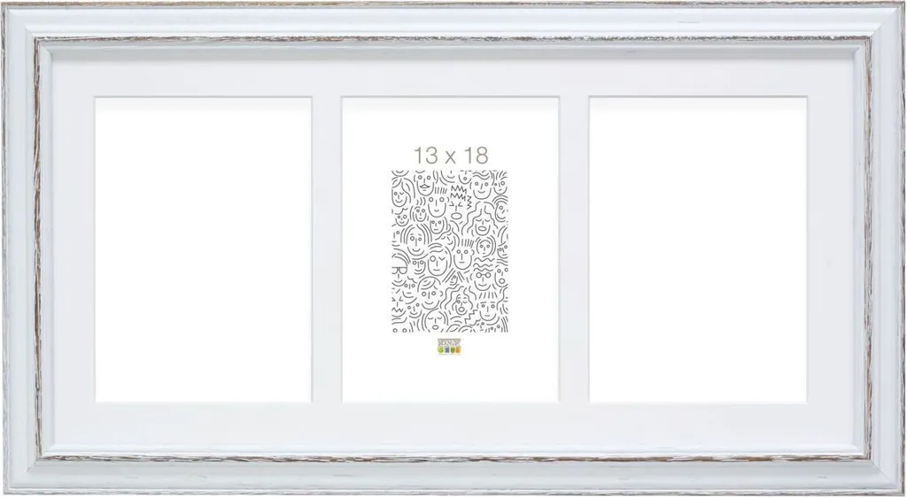 Cadre Photo Blanc S221H3 avec Passe-partout pour 3 Photos 10x15 cm