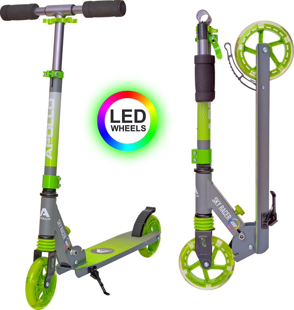Apollo Scooter LED - Skyracer Led | City Scooter mit Federung| City Roller für Kinder klappbar | Tretroller Kinder ab 5 Jahre | sportlicher Cityro...