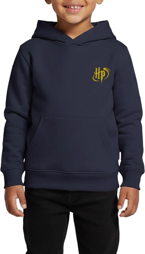 Spreadshirt Harry Potter kleines Logo Stick Kinder Premium Hoodie, 98/104 (2 Jahre), Navy