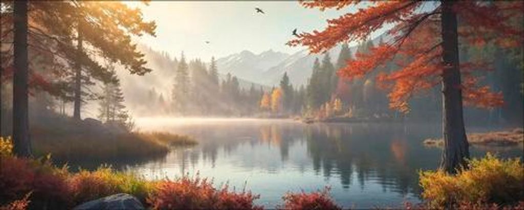 Glasbild Landscape In The Morning Mist III 80x30 cm