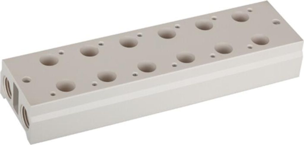 Riegler Mehrfach-Grundplatte für 3/2-Wegeventile, 6 Positionen, M5, G 1/8