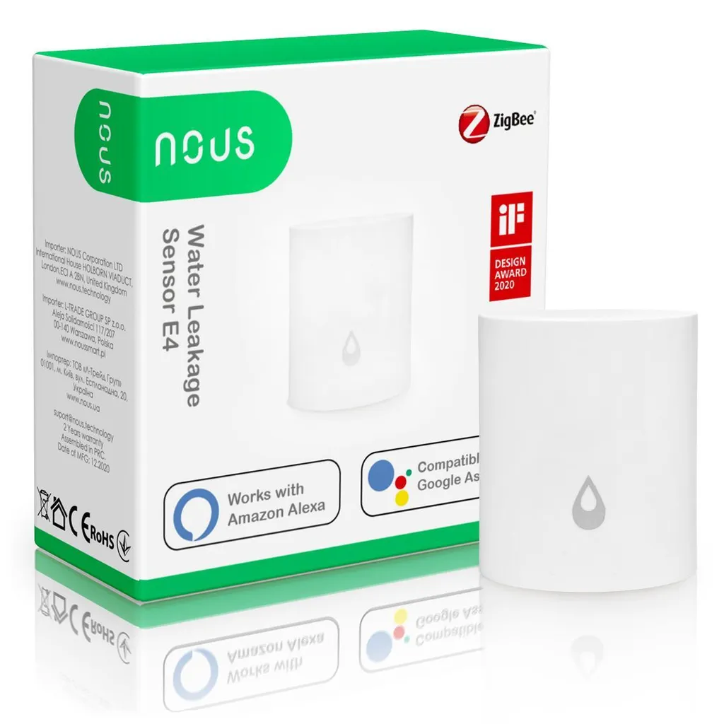 Nous E4 Zigbee Capteur de fuite d'eau intelligent haute précision blanc - 2