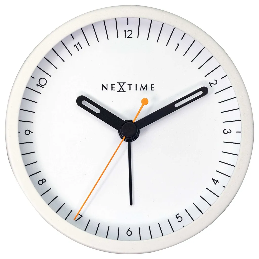 Réveil à aiguilles blanc NeXtime Small : Petit format pour table de chevet
