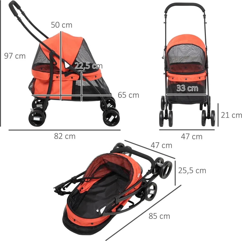 Poussette pour chiens fatigués ou âgés - Buggy pliable acier 10 kg - 3