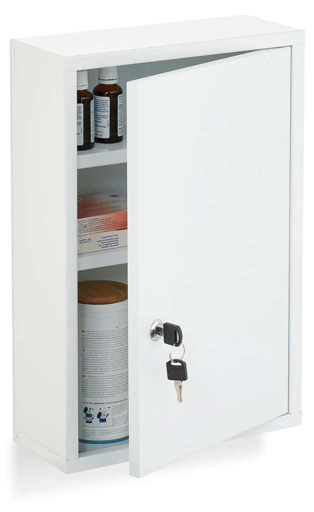 Boîte à pharmacie murale en métal blanc verrouillable pour la maison