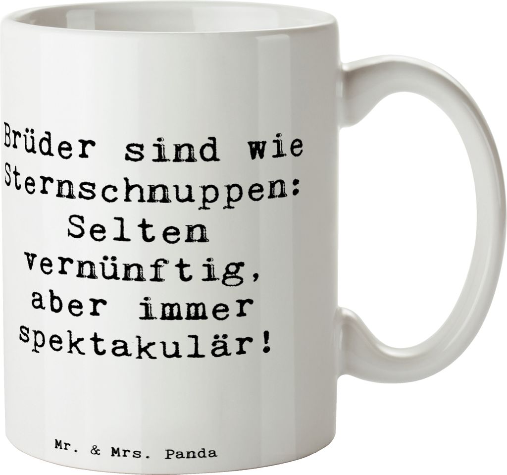 Mr. & Mrs. Panda Kaffeetasse Spruch Brüder Sternschnuppen - Weiß - Geschenk, Geschwister, Bruderherz, Keramiktasse, Geburtstage, Kaffeebecher, Gr...