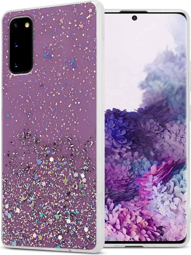 Cadorabo Hülle für Samsung Galaxy S20 Schutz Hülle in Lila Handyhülle TPU Etui Glitter Cover Case Glitzer