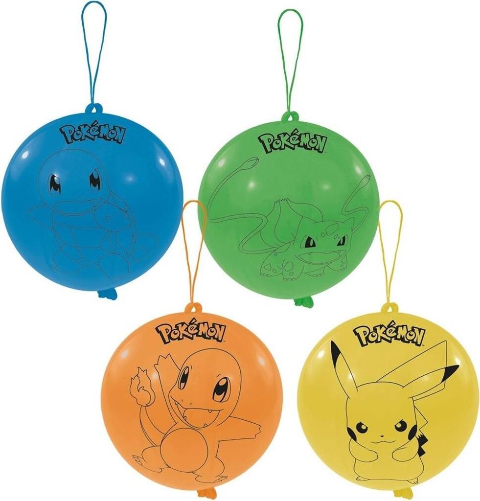 amscan 9917129 Offiziell lizenzierte Pokémon-Luftballons für Kindergeburtstage, 40,6 cm, 4 Stück, Mehrfarbig