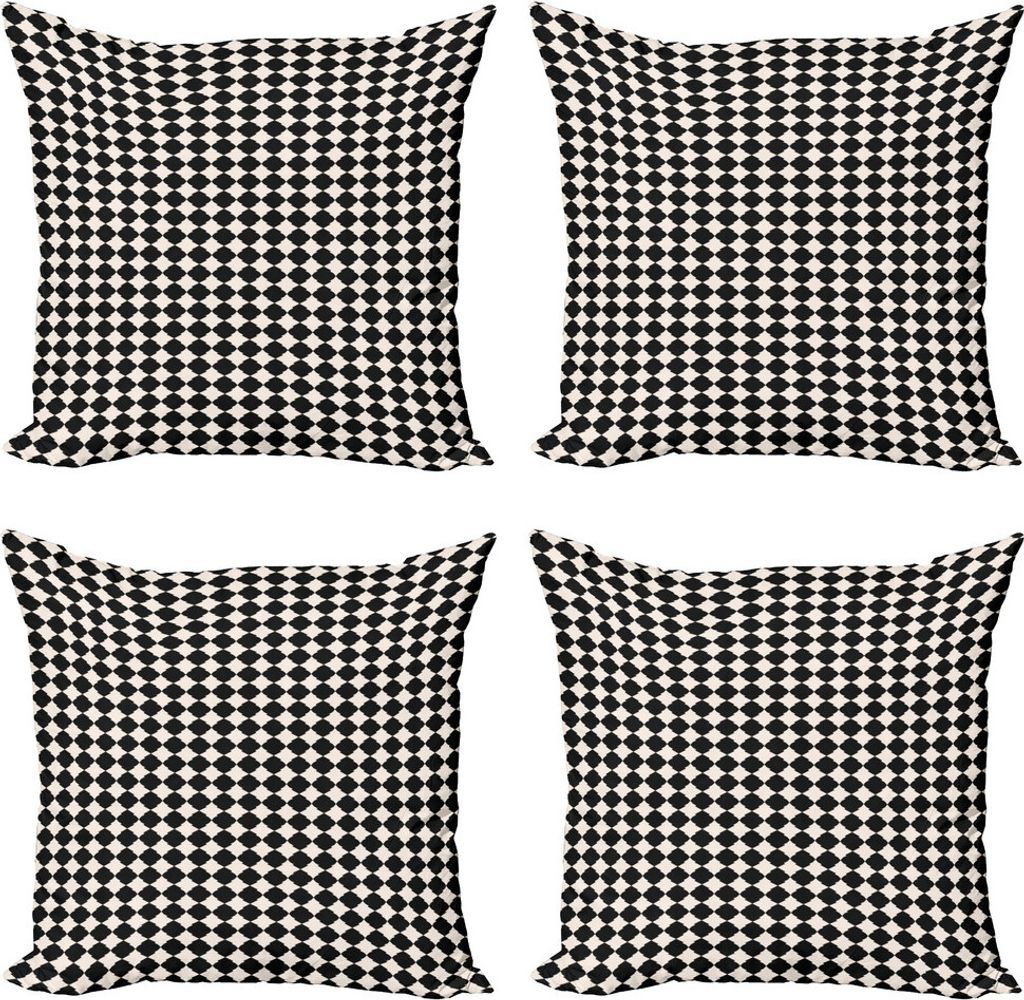 ABAKUHAUS geometrische Rhombus Kissenbezug Set (4 Stück), Symmetrie, Moderner Doppelseitiger Digitaldruck, 45 cm x 45 cm, Koksgraue Champagne