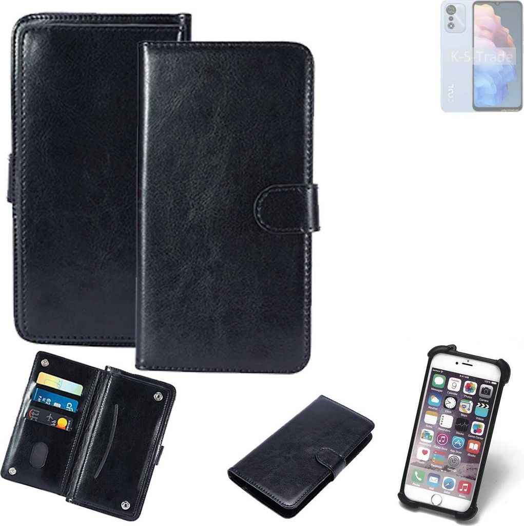 K-S-Trade 360° Hülle kompatibel mit Coolpad Cool 30 schwarz Kunstleder Case BookCase WalletCase Kunstlederederhülle Handyhülle, Rundumschutz