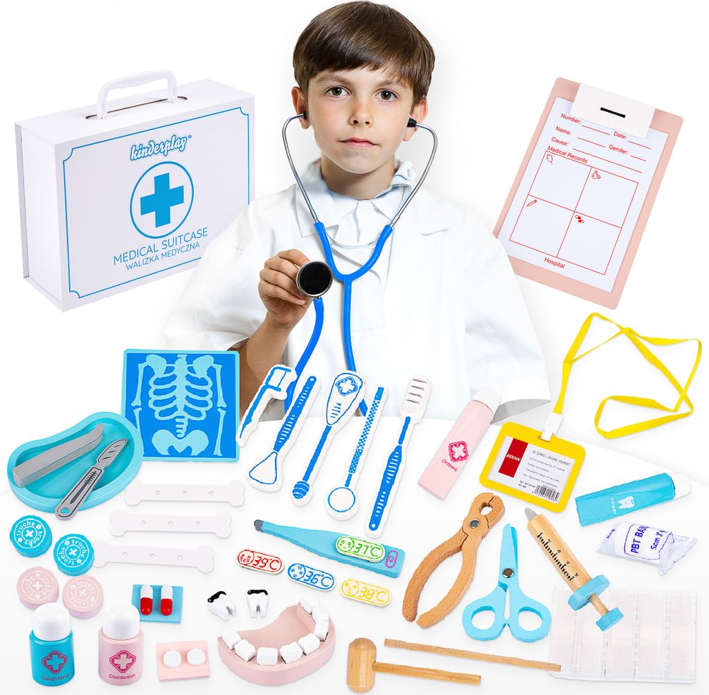 Green Series Arztkoffer Kinder Ab 3 Jahre - Arztkoffer Kinder, Doktorkoffer Kinder, Kinder Arztkoffer Holz, Rollenspiele Kinder, Kinderplay GS9931