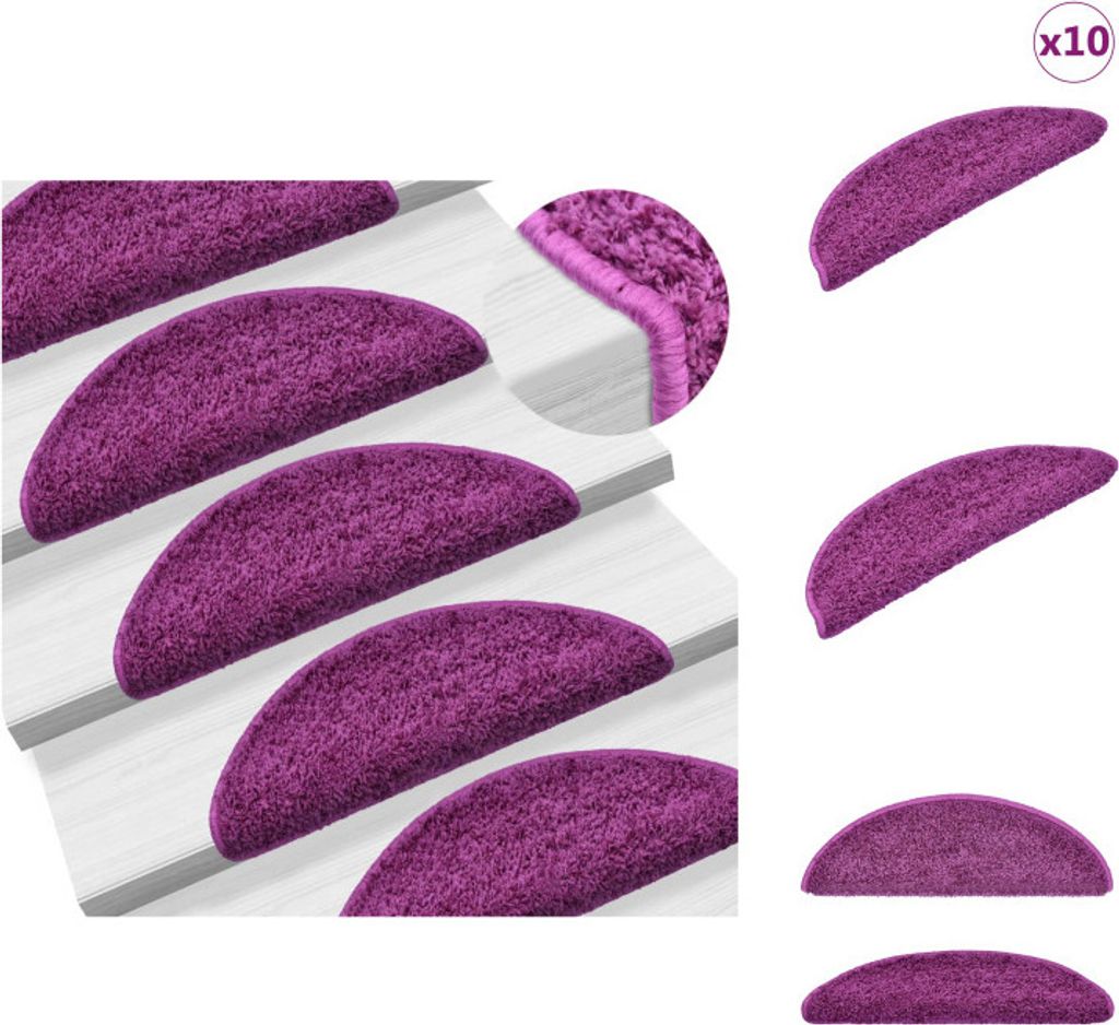 vidaXL Stufenmatten 10 Stk. 56x17x3 cm Violett - Stufenteppiche