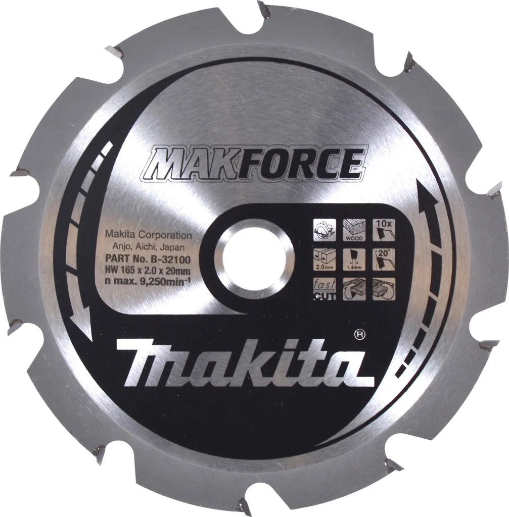 Lama circolare Makita, MAKFORCE 165 x 20 mm - 10 denti - legno