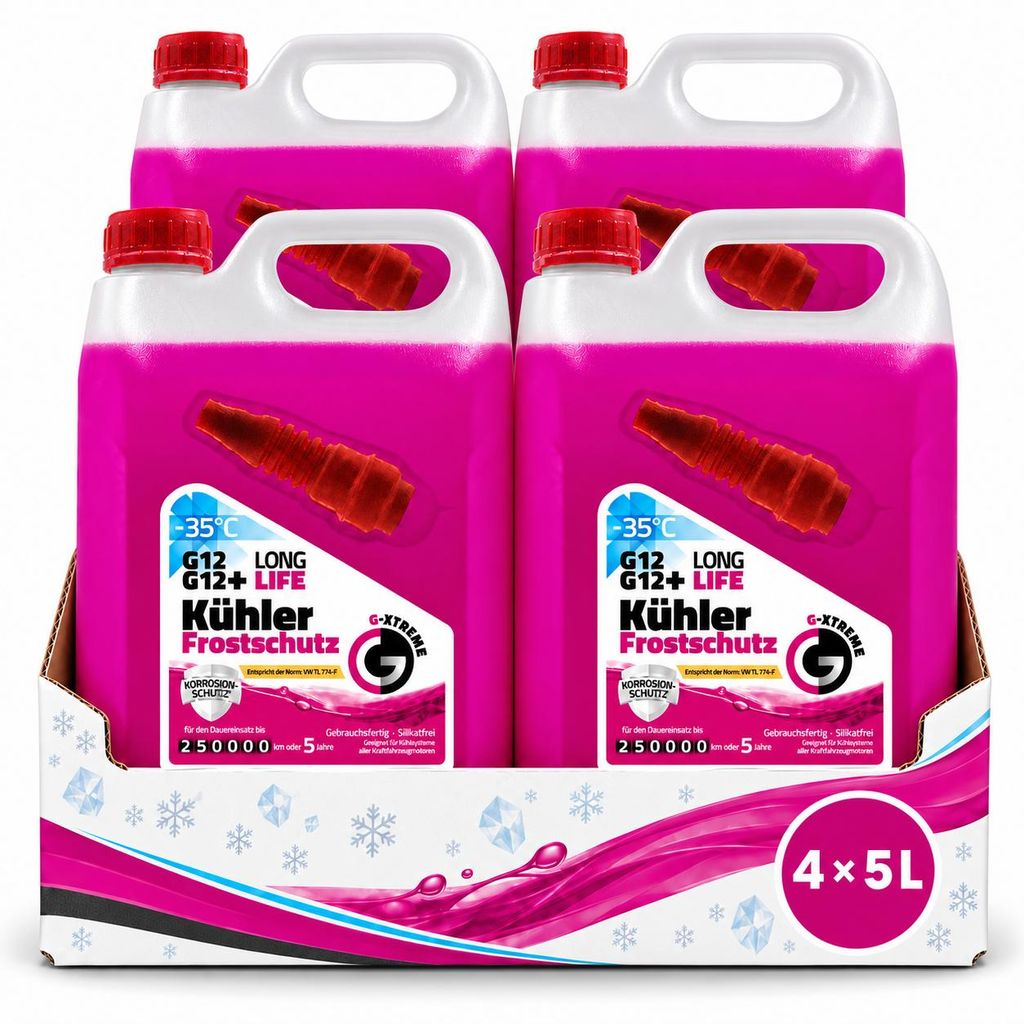G-XTREME Kühlerfrostschutz G12+ 4 x 5 L (20 L) bis -35 °C Produktbild  KI-generiertes Bild