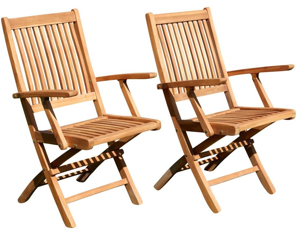 ALEOS. 2x echt Teak Holz Klappsessel Gartensessel Produktbild 