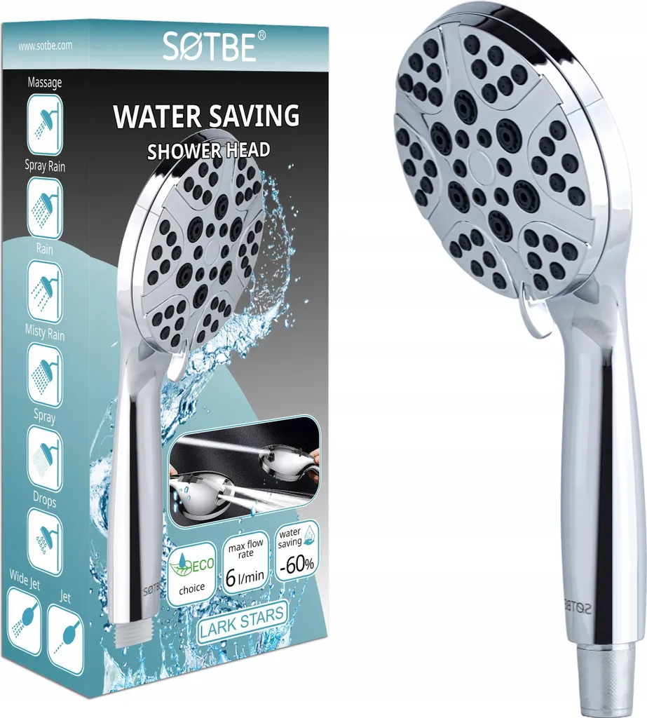 Soffione Doccia Alta Pressione XL - Rain Effect per Box Doccia Moderno