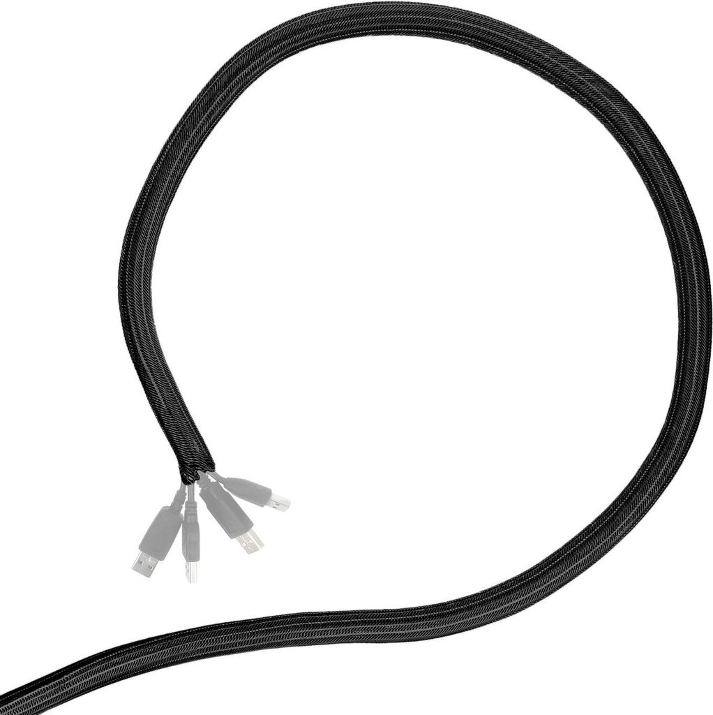 Minadax 1 Meter, 13mm Ø Selbstschließender Profi Kabelschlauch Kabelkanal in schwarz für flexibles Kabelmanagement