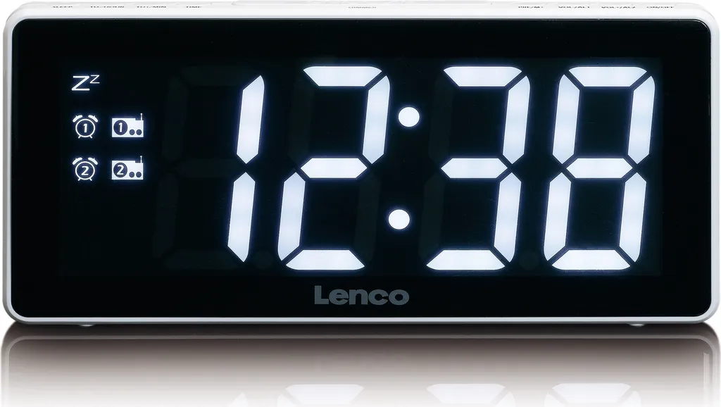Radio-réveil FM Digital Lenco CR-30WH Blanc avec Grand Affichage LED 3"