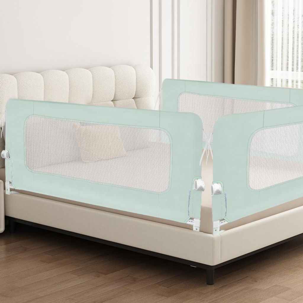 2x Klappbar Bettgitter Rausfallschutz,200cm Bettschutzgitter,Kinderbettgitter,Rausfallschutz Boxspringbett für Baby & Kleinkinder (Kein Lochen nö...