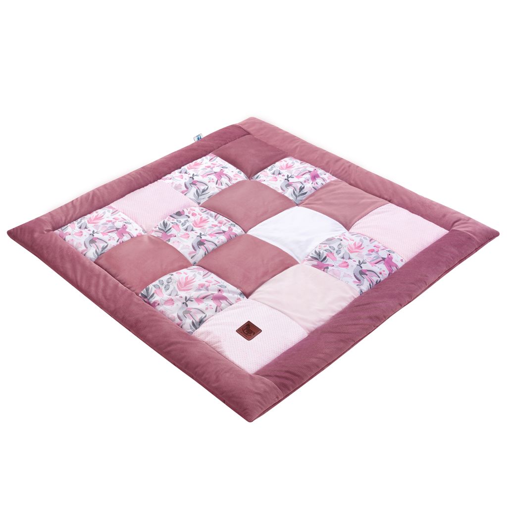 Pepi Spielmatte Krabbeldecke für Babys 100×100 cm - Babymatte Kinder Krabbelmatte Spielteppich - Patchwork - Hummingbird