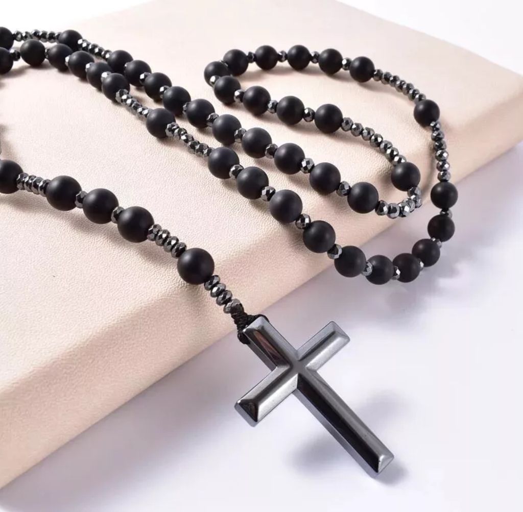 Rosenkranz Kette Stein Hämatit Uni Religiös Massiv Edel Produktbild 