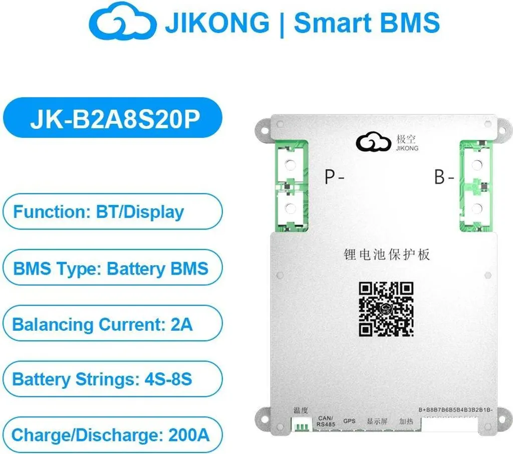 Équilibreur Actif BMS 8S JK-B2A8S20P pour Batterie Lithium Connectée