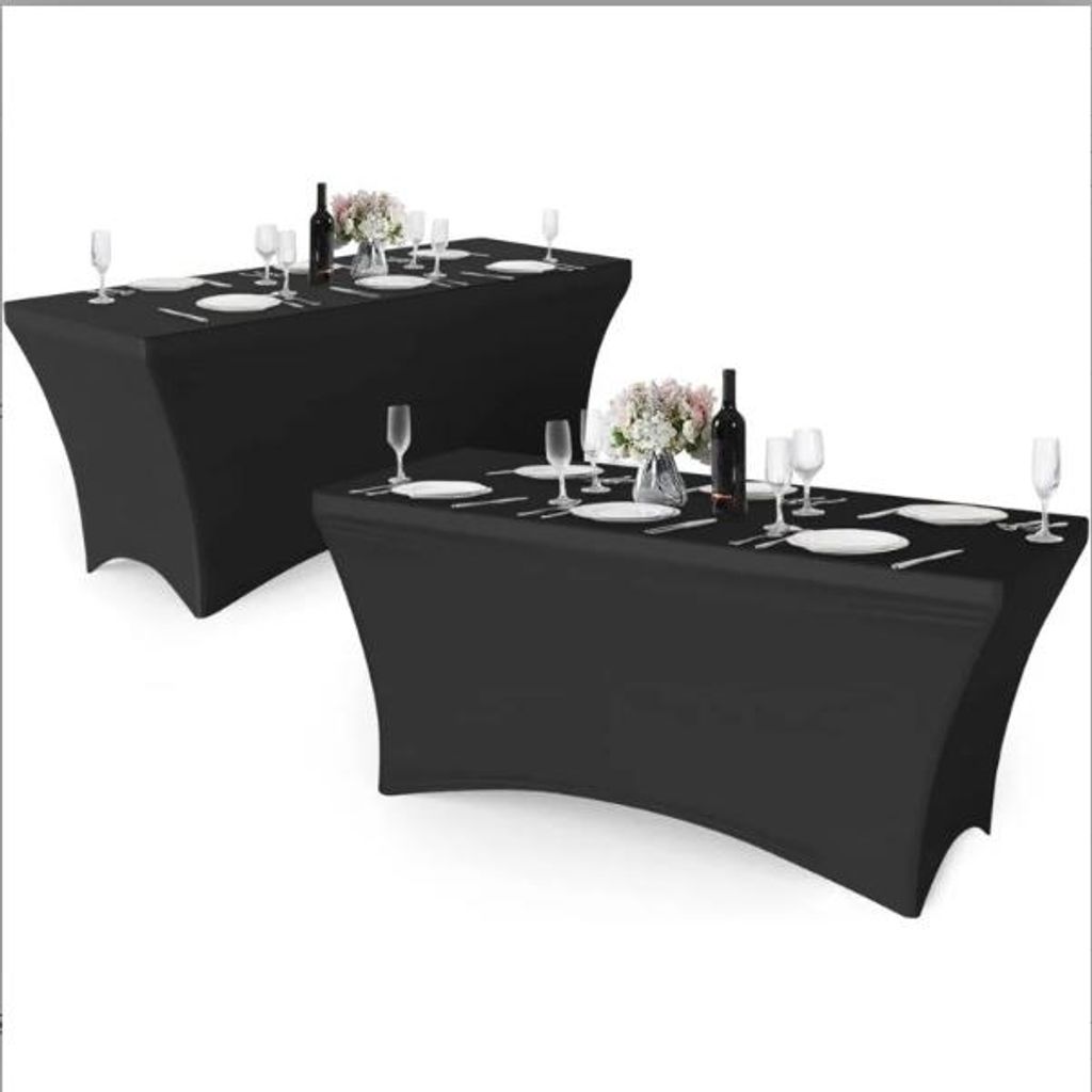 Stretch-Tischdecken-Set, 2 Stück, Elasthan-Tischdecken – dehnbar – mit hoher Elastizität – für Party, Bankett, Hochzeit, Ausstellung, Outdoor