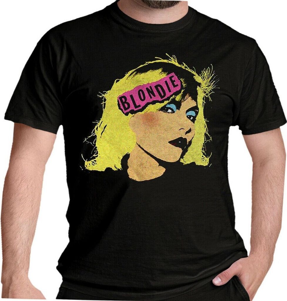 Blondie - T-Shirt Logo für Herren/Damen Uni RO1060 (XXL) (Schwarz)