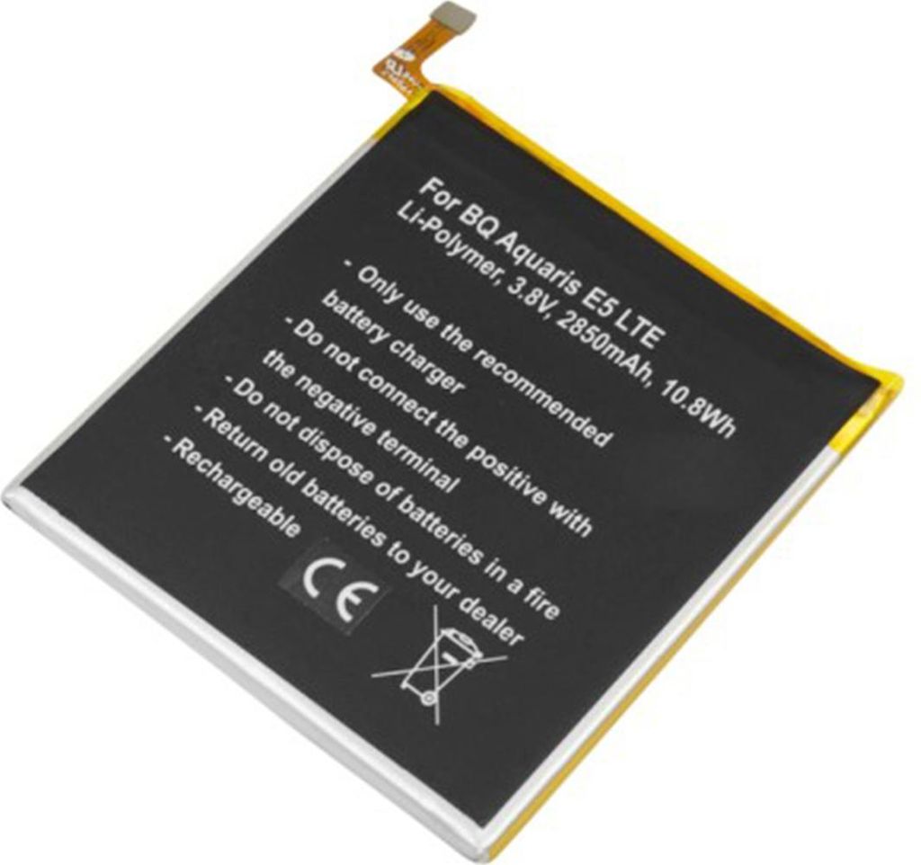 Avizar, Li‐Polymère Akku 3.8 V 2850mAh für BQ Aquaris E5 LTE – top Kapazität, Schwarz