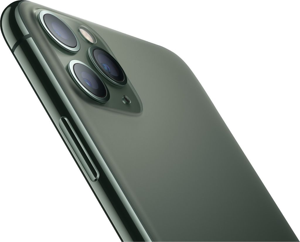 Close-up of the back of an iPhone 11 Pro Max, showing the camera array.
