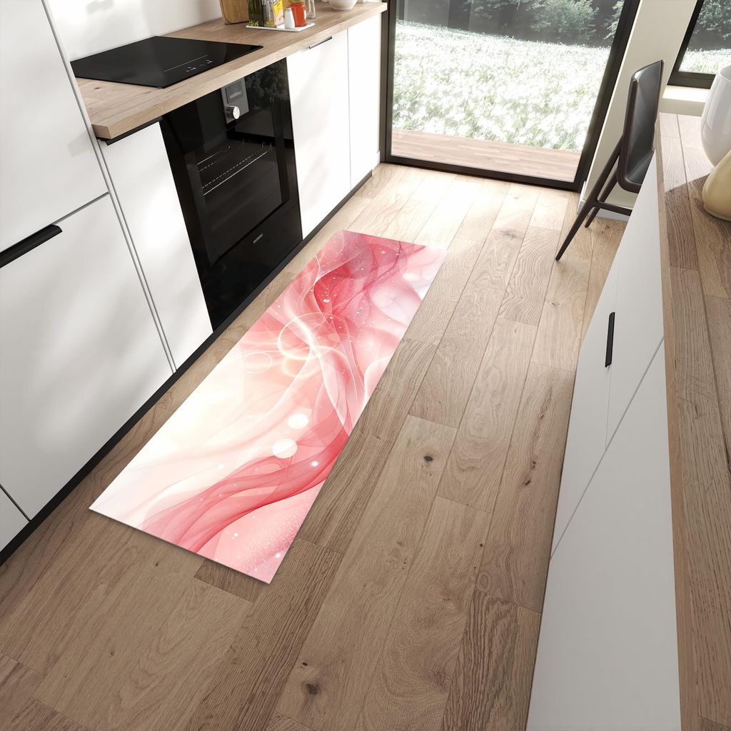 Küchenteppich 60x180cm rutschfest & abwischbar PVC Läufer - Wellen von Abstrakte