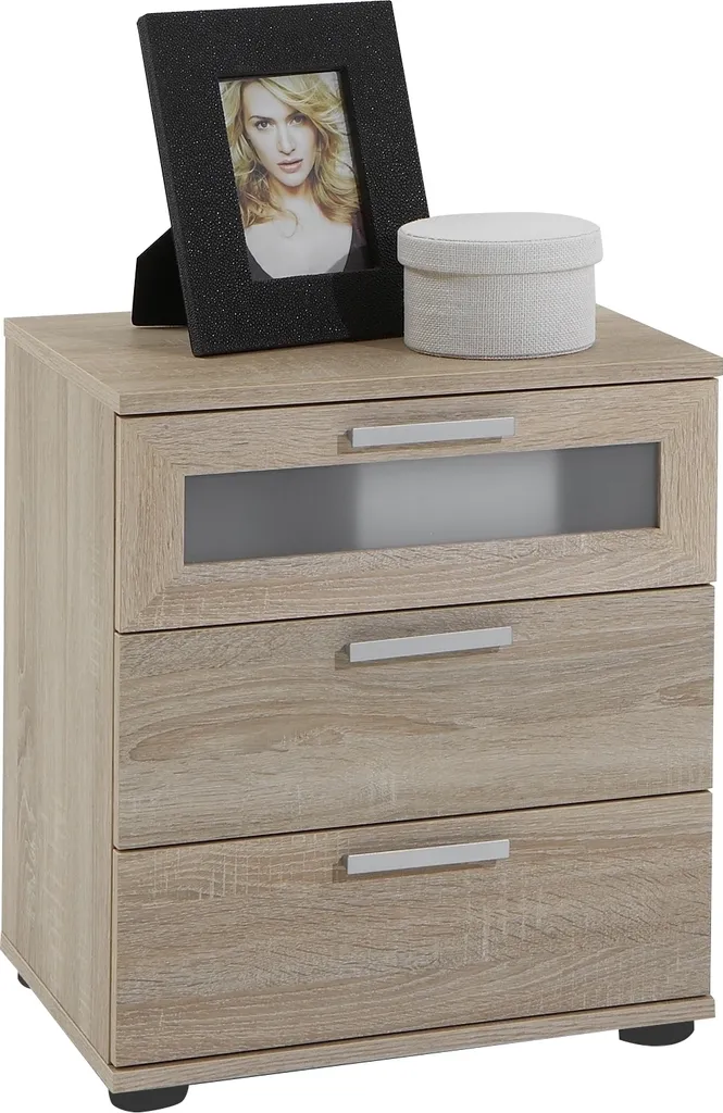 Chevet effet bois chêne JACK 2 avec niches de rangement lit
