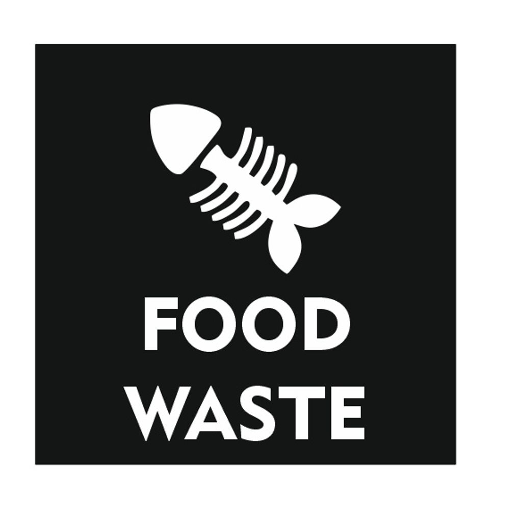 CombiCraft Abfallschild "Food Waste Only" mit Fischgräte - 10 x 10 cm