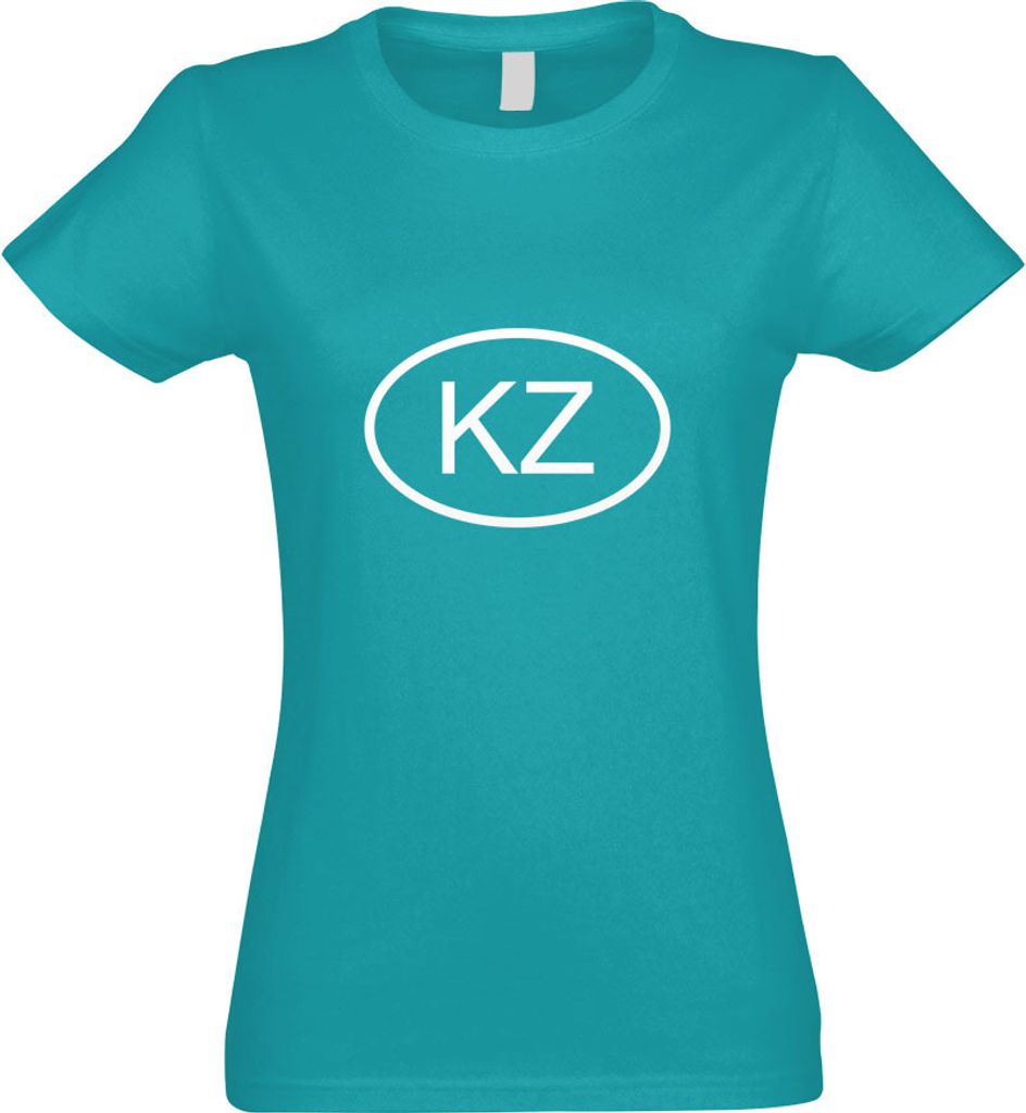Kiwistar - T-Shirt tailliert - Damen - türkis - Kasachstan KZ - mit Motiv Bedruckt - Funshirt Design - Sport - Freizeit - Damen - L