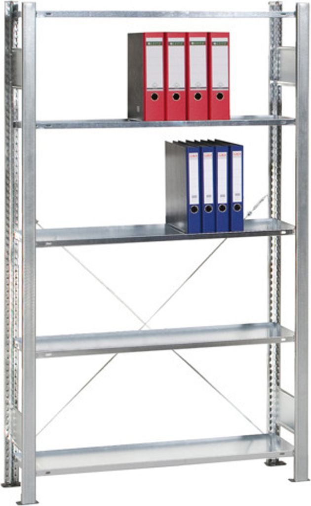 Schulte Büro-Fachbodenregal MULTIplus150 Schraubsystem ohne Mittelanschlag | Grundregal | Fachlast 150kg | 180x100x60cm | 5 Ebenen | Beidseitig nu...